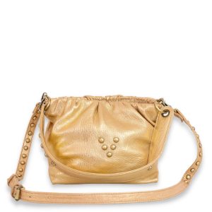 Sac en cuir natural or Maxi Pouch Regina Virginie Darling Marrakech