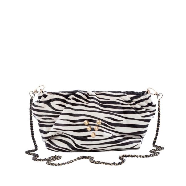 Sac en cuir zèbre Pouch Regina Virginie Darling Marrakech