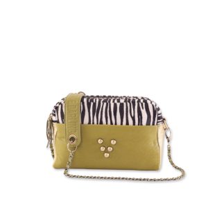 Sac Make-Me Up Mix Match Zebra Lime en cuir Marrakech Virginie Darling