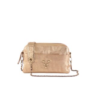 Sac Make-Me Up Natural Or en cuir Marrakech Virginie Darling