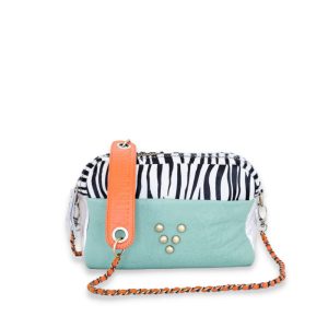 Sac Make-Me Up Mix Match Zebra Menthol en cuir Marrakech Virginie Darling