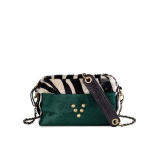 Sac Collection Make-Me Up Medium Pony deep green zebra en cuir Marrakech Virginie Darling