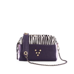 Sac Collection Make-Me Up Medium zebra purple en cuir Marrakech Virginie Darling