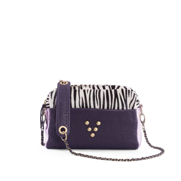 Sac Collection Make-Me Up Medium zebra purple en cuir Marrakech Virginie Darling