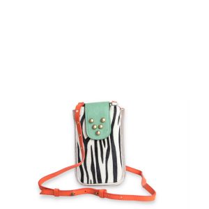 Sac en cuir Micro Chacha Pony Zebra Menthol Virginie Darling Marrakech
