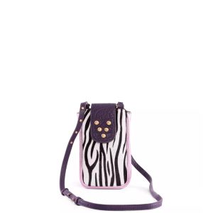 Sac en cuir Micro Chacha Pony Zebra Purple Virginie Darling Marrakech