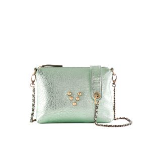 Pochette en cuir Chacha Lichen irisé Virginie Darling